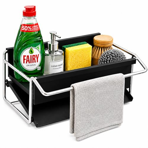 LUXYSKY est 2022 Dispensador Jabon Cocina - Organizador Fregadero con Bandeja de Drenaje - Organizador Cocina - Soporte Estropajo Fregadero - Sink Organizer-Bathroom Organizer