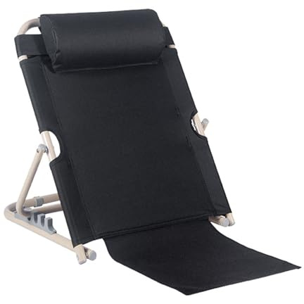 KMQRDZi Coussin lombaire réglable (40 à 90 °), tapis de plage pliable avec dossier, dossier de lit réglable, pour s'asseoir, sièges de stade, chaises de plage, chaises de camping portables (noir 2)