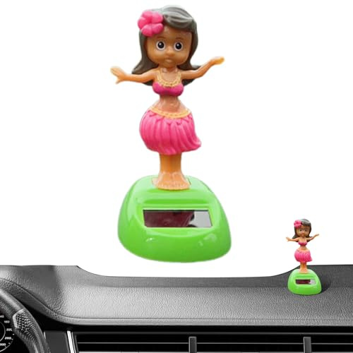 Huxibai Décorations pour Tableau De Bord De Voiture | Figurines Automobiles Hawaii Girl Oscillantes Solaires,Accessoires d'Intérieur Automobile Drôles Ornement de Bureau pour Fenêtre
