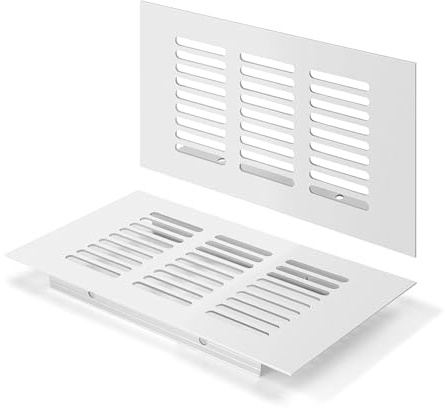 Rejilla de Ventilación, Aleación de Aluminio Negro Metalica Rectangular de 150 x 80mm con Tornillos para Armario Estufa Zapatos Gabinete Fregadero Cocina Baño (2 Piezas/Plata)