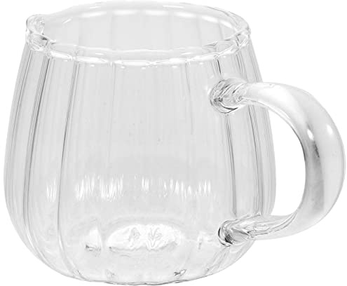 Balacoo Glass Creamer Pitcher Mini Milk Jug 60ml Heat-Resistant Ribbed Glass Coffee Creamer Dispenser for Home Kitchen Serving