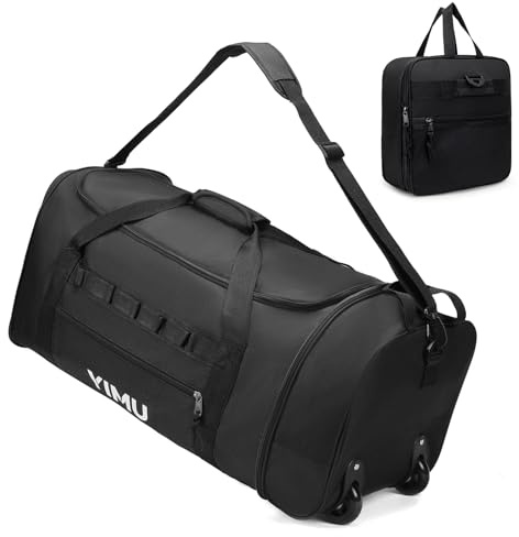 Large-Capacity Foldable Travel Bag, Single-Shoulder Hand-Held Wheeled Bag, Lightweight Travel Luggage Bag, Portable Luggage Bag Storage Bag for Business Trips (Black)
