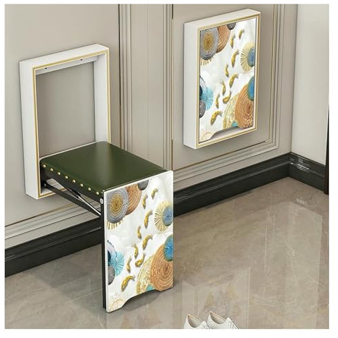 KEuLen Silla Invisible Plegable montada en la Pared: Taburete Que Ahorra Espacio for Entrada, Dormitorio y balcón(White,F)