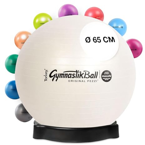 PEZZI Pezziball MAXAFE - Pelota para asiento (65 cm, con bandeja para pelotas), color blanco