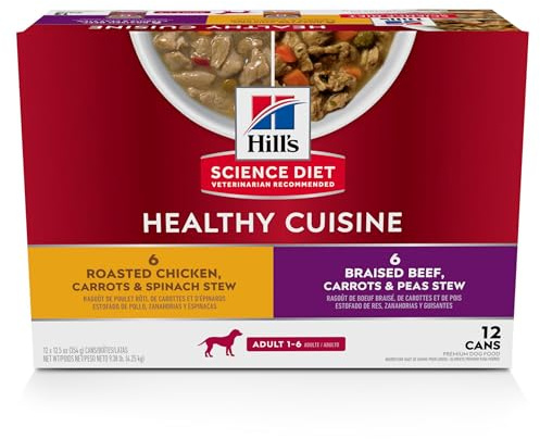 Hill's Science Diet Adult 1-6 Healthy Cuisine Wet Dog Food Variety Pack, Chicken & Beef, 12.5 oz. Cans, 12-Pack