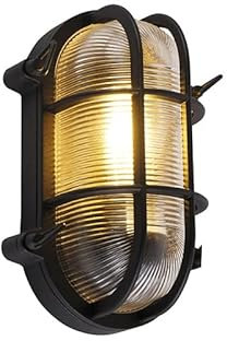 QAZQA - Industrie I Vintage I Industrie I Vintage I Außen Wand- und Außen Deckenleuchte I Deckenlampe I Lampe I Leuchte schwarz oval IP44 - Noutica I Außenbeleuchtung - Aluminium Oval - LED geeignet E