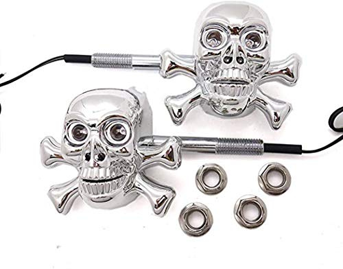 Indicatori di direzione a LED a teschio universale Indicatori di direzione lampeggianti Moto Cruiser Bobber Chopper Touring Scooter Offroad Atv (Cromo)