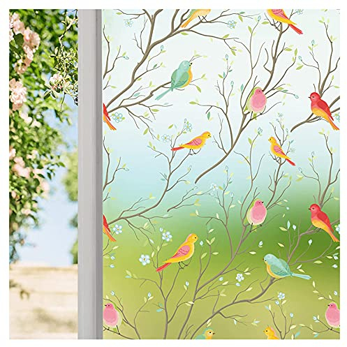 Coavas Privacy Window Film Non-Adhesive Translucent Bird Window Film Decorative Glass Film Static Cling Film Bird Windows Stickers for Home Office 17.5 x 78.7 Inch, Translucent