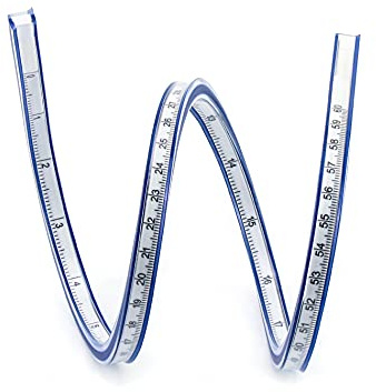 QWORK Regla Metalica 60cm, Reglas de Costura Patronaje, Regla Curvada Flexible para Carpinteria, Estudio, Ropa