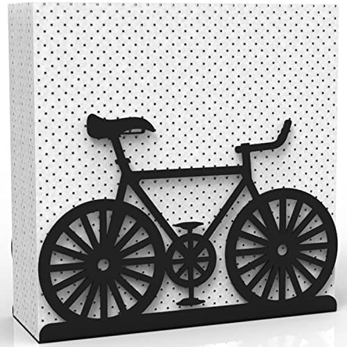 Decorelax Serviettenhalter aus Metall für Zuhause, Küche, Restaurant, Picknick – Fahrrad-Design, Tisch-Papier-Organizer, aufrechter Taschentuchspender (Black)