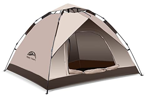 Happy Travel 1/2/3/4 Person Camping Tent, Instant Easy Pop Up Tents for Camping,Automatic Waterproof Family Camping Tent, Easy Set Up Tent,Portable Windproof Dome Tent for Camping Hiking & Traveling