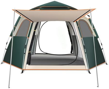 Camping Zelt für 2-3 Personen,CEIEVER Familie Kuppelzelte Winddicht Wasserdicht Wurfzelt mit Erweiterbare Veranda Pop up Zelt für Camping, Garten, Wanderausflug (Dunkelgrün: 240 x 240 x 135 cm)