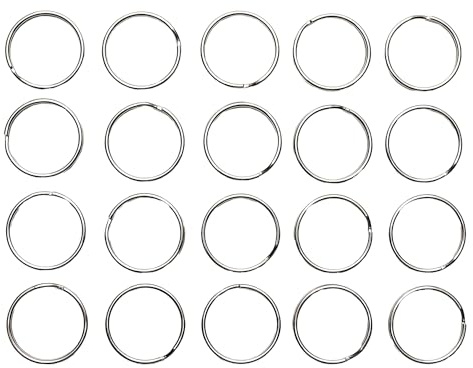 Chinchilla® Set med 20 nyckelringar Ø 30 mm | härdat C68D stål | robust ringnyckel silverfärger | mått: 3 x 3 x 0,29 cm | materialtjocklek: Ø 1,75 mm | Tillverkad i Tyskland