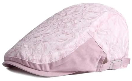 YUECIBAI Béret Homme Coton Mode Fleur Newsboy Casquettes Chapeau Plat Femmes Peintre Béret Chapeaux 54-60Cmwear Rose