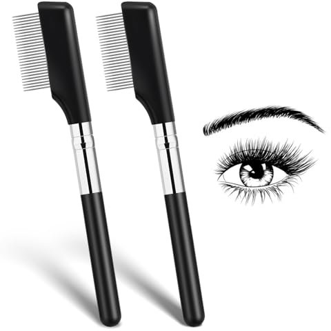 2 Stück Augenwimpern Trenner Metall Wimpernkamm Augenbrauenbürste Wimpern Pinsel Mascara Applikator Wimperntrenner Werkzeug Zähne Pflege Pinsel für Mädchen Damen