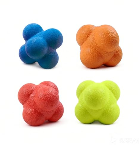 ROLUXENTIA Reaction Balls 4 Pack, 2.8 Inch - Baseball Handball Reflex Training Equipment, Hand-Eye Coordination, Speed Reflex Trainer for Agility Games and Garden Family Gatherings