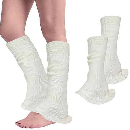 FloralGrace 1 Paar Stulpen Damen Leg Warmers Winter Y2K Rüschen Stulpen Langer Beinwärmer Gestrickte Beinstulpen Winterstiefelmanschetten In Einheitsgröße(Weiß)