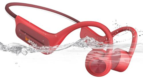 Wantek Auriculares Conducción Ósea Bluetooth 5.3, Auriculares Abiertos IP68 Impermeables, MP3 32GB, para Deportes, Natación, Correr y Ciclismo