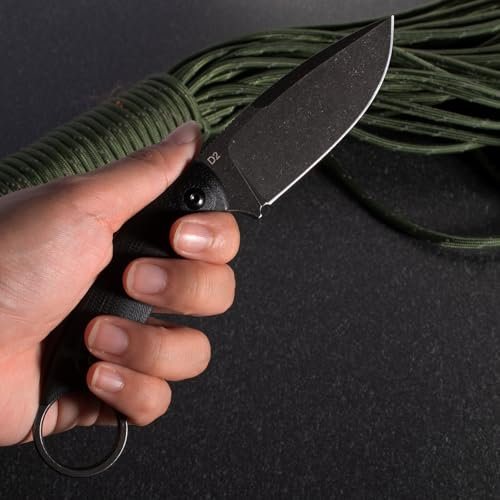 SPITZKANTE avec Cross SSH - a, couteau de chasse lame fixe avec clip de sangle réglable à 360°, couteau lame extérieure longueur 8,7 cm.