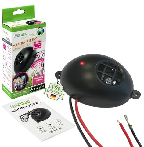 ISOTRONIC Mårdskräck 12 V till 24 V | mårdskrämma ultraljud för bil, lastbil, buss, husbil, jordbruksmaskin| distribuerar mård, möss, råttor | 40 m², mårdsäker (1)