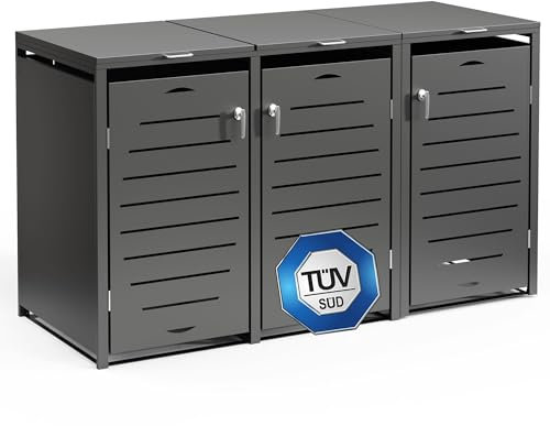 Mucola Mülltonnenverkleidung für 3 Tonnen Mülltonnenbox Anthrazit | beliebig erweiterbar | Mülltonnenhaus Abfallbehälter | robust & langlebig | Tonnenhaus Fassungsvermögen bis 240L Container