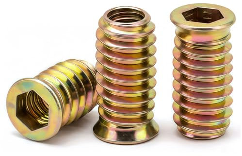 Drenky ‌M8 Insert Fileté Bois‌, écrous à Visser ‌M8 X 20mm ‌Manchons à Visser‌ Galvanisés écrou Hexagonal Fileté‌ pour Meubles en Bois, 20 Pièces