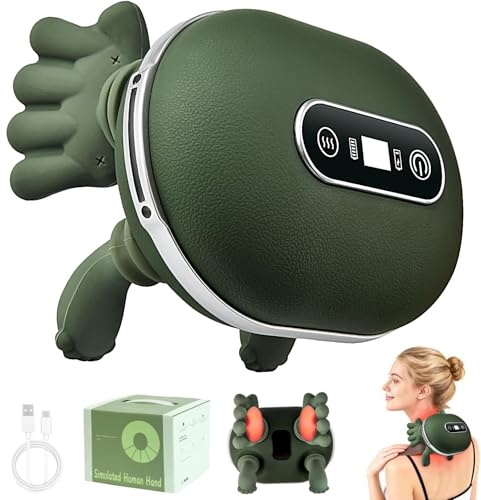 Neck Massager for Neck Pain, Neck and Shoulder Heated Massager with Display | Electric Deep Tissue 4D Bionic Heated Massager, 3 Speeds & 2 Heating Massager for Pain Relief, Muscle Relax, Gifts for Women