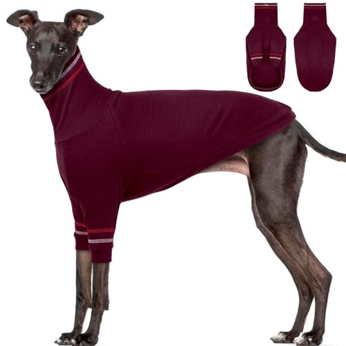 OUOBOB Maglione per Cani Levriero, Cappotto per Levriero Italiano per Cani di Piccola Taglia, Pullover Whippet a Collo Alto in Maglia Elasticizzata Felpa XS