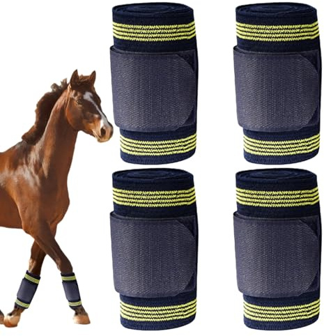 Stående Bandage Till Hästar Elastiskt Stödbandage För Hästar | 4 Rullar Hästbenlindor För Hovskader, Ledskador, Träning och Veterinärbruk