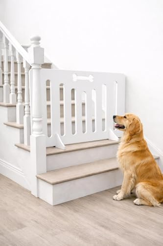 White Dog Bone Pet Gate – No-Drill See-Through Safety Barrier for Doorways & Stairs, Lightweight Portable Pet Gate with Easy Access for Dogs & Puppies (Height x Width) (40CM (H) X 60CM (W))