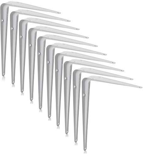 XFORT® London Shelf Brackets, Wall Mounted Shelve Brackets, Shelving Support Brackets, Book Shelf Bracket, Floating Shelve Bracket. [White, 10 Pack] [9 x 7 inch]