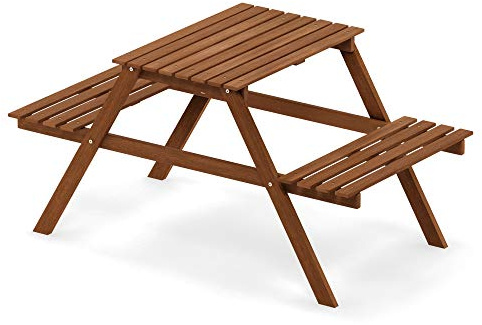 Furinno TIOMAN Outdoor Dining Set, Kids Picnic Bistro Set in Teak Oil, for Patio, Garden, Porch, Natural
