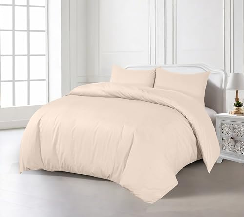 Crescent Collection Plain Duvet Cover With Pillowcase Percale Quilt Cover Bedding Set (Mocha, Super King)