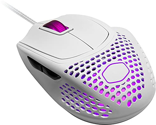 Cooler Master MM720 Souris Gaming filaire RGB-LED ultra-légère 49g, Claw Grip, coque en nid d'abeilles, capteur optique 16000 DPI, micro switchs 70Mio clics, patins PTFE faible friction, Blanc mat