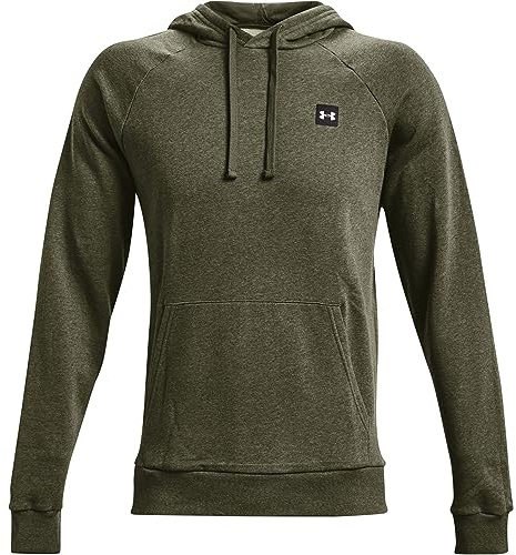 Under Armour Rival Fleece Hoodie Sweat à Capuche, Marine Od Green Light Heather/Onyx White, M Homme