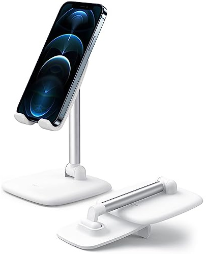 UGREEN Supporto Telefono Tavolo, Porta Cellulare Scrivania Portatile, Appoggia Tablet Regolabile 60° Compatible con 4,7-7,9 iPad iPhone 13/12/ 11, Galaxy A50 S20 S10, Huawei P40 ECC Bianco