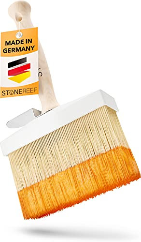 STONE REEF Pinceau à lasure de qualité supérieure [100 % fabriqué en Allemagne] Taille 120 mm – Pinceau à lasure pour bois extérieur, pompon, brosse à tapisser, pinceau en bois, pinceau plat