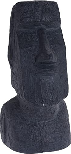 Muddy Hands Anthracite Easter Island Head Garden Ornament - 40cm Tall Moai Statue - Weather Resistant Stone Effect Sculpture for Outdoor or Indoor Décor