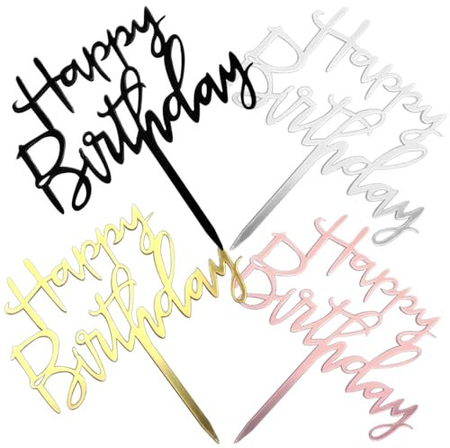 Decoraciones para tartas de feliz cumpleaños, decoración acrílica para tartas, decoración para tartas de fiesta de cumpleaños para niños (paquete de 8)
