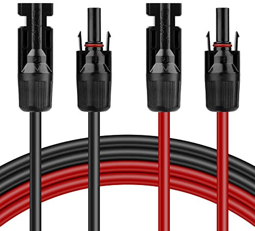 Solarkabel Verlängerung 4mm², Solarkabel 2m Verlängerungskabel, Photovoltaik Solar Kabel Adapterkabel, Verbindungskabel Solarstecker, IP68 Wasserdichtem Stecker 12AWG für Solarpanel PV Solaranlage
