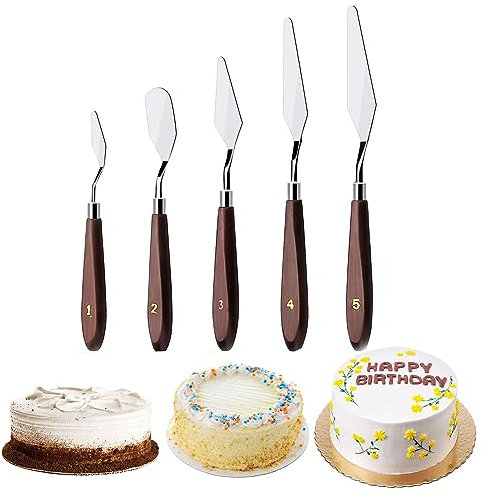5pcs Spatole in Acciaio inossidabile Set tavolozze per spalmare torte spatola Raschietti per Miscelazione Raschietto per Decorazioni per torte per dolci, per decorare torte, raschietti