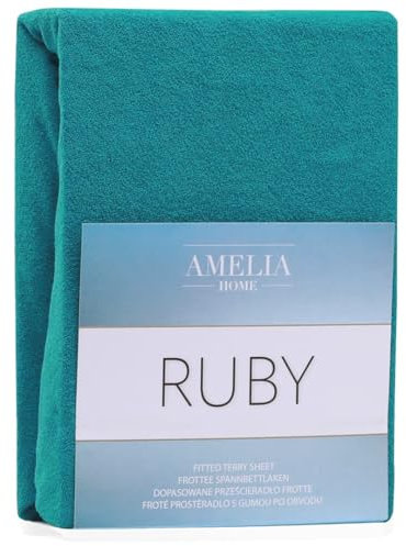 AmeliaHome Spannbettlaken 140x200-160x200 cm Frottee Baumwolle Spannbetttuch, türkis