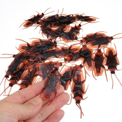 50 Pièces Cafard Réalistes en Plastique, Faux Cafards en Plastique, Insectes en Plastique Réalistes pour Halloween pour Enfants et Adultes Décoration de Fête, Accessoires de Farce d'halloween