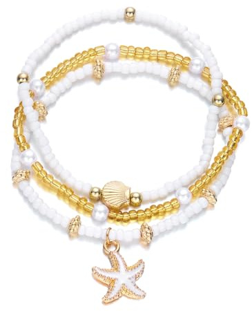 CYWQ Shell Anklet for Women Summer Natural Cowrie Adjustable Bead Ankle Bracelet Boho Hawaiian Beach Seashell Starfish Scallop Foot Jewelry Gifts