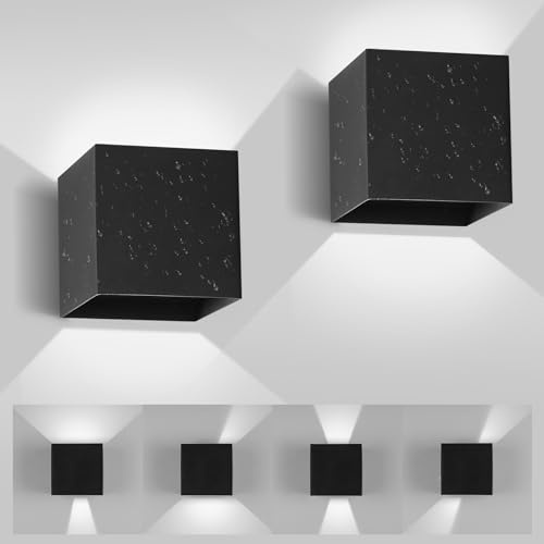 SILAMPDI Applique Murale Exterieur 12W Luminaire Exterieur 6500K Eclairage Exterieur IP65 Lampe Exterieur LED Pour Patio, Terrasse, Jardin, 2 Pièces