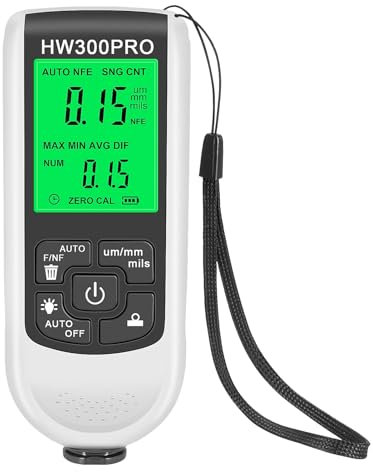 Medidor de Espesor de Pintura, Medidor Espesor Recubrimiento Digital, Pintura Automóvil Portátil con Control Magnético y No Magnético 0 a 2000ums, Amplio Rango Medición, Avanzado (WHITE)
