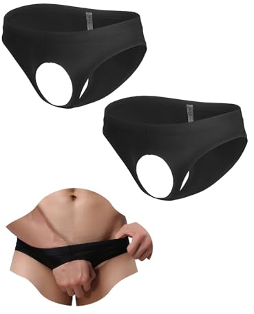 ohyeahlady String Homme Ouvert Devant Grande Taille Tanga Soie M,2Noir