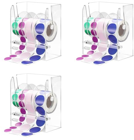 Tacdas 3X Dispensador de Etiquetas Ajustable Dispensador de Rollos Pegatinas Acrílicas Soporte para Rollos de Pegatinas Soportes para Pegatinas 4 Discos