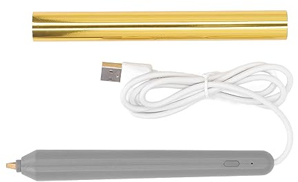 Yosoo Health Gear Stylo de Gaufrage en Aluminium, Stylo à Chaud USB ABS avec 4 Pointes Ultra Fines, 1 à 2 Minutes de Chaleur, pour Papier Bois Plastique Bricolage Lettrage Fabrication de Cartes (GOLD)