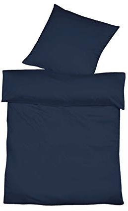 fleuresse Halbleinen Bettwäsche Provence Navy, 1 Bettbezug 135 x 200 cm + 1 Kissenbezug 80 x 80 cm